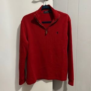 Polo Ralph Lauren Red Quarter Zip Sweater Small